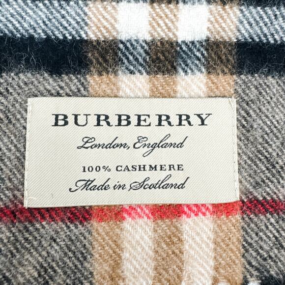 Burberry Scarf Cashmere Nova Check Black Plaid Beige Brown Winter Authentic - Picture 4 of 8